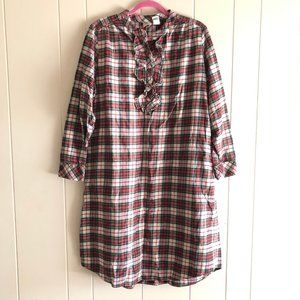 L.L. Bean Red White Multicolor Scotch Plaid Flannel Nightgown Womens Size XL